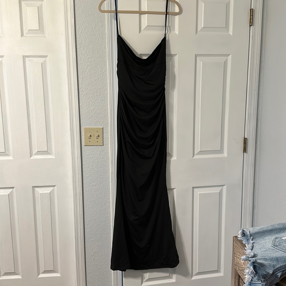 Black satin dress
